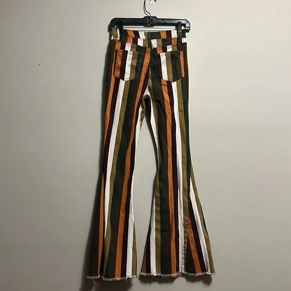 Versona Multicolor Striped Flare Bellbottom Pants Modern Size 2 Festival - Picture 4 of 4